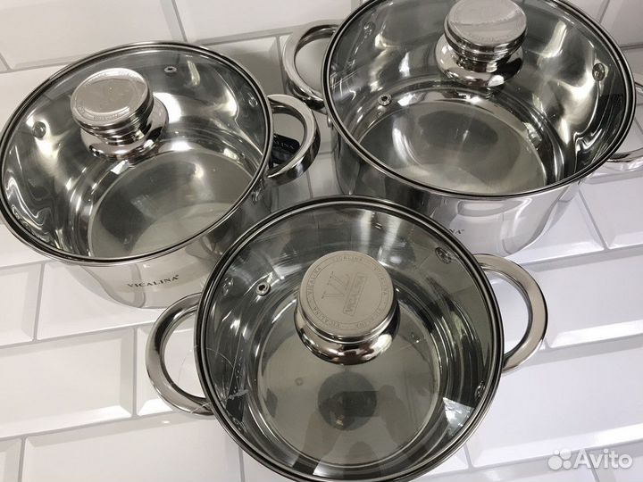 Новый набор посуды 3 кастрюли