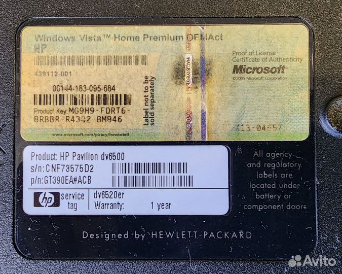 Ноутбук HP pavilion dv6500 на запчасти