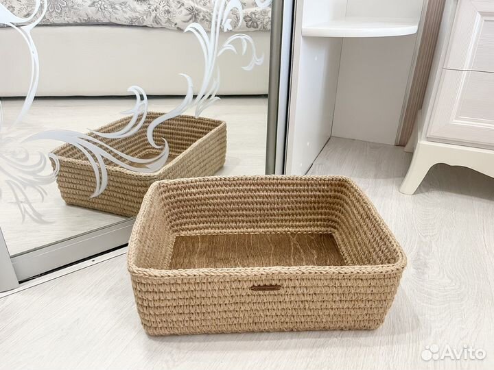 Корзина из джута ручной работы