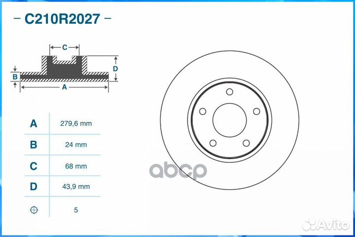 Тормозной диск передний C210R2027 C210R2027 cworks