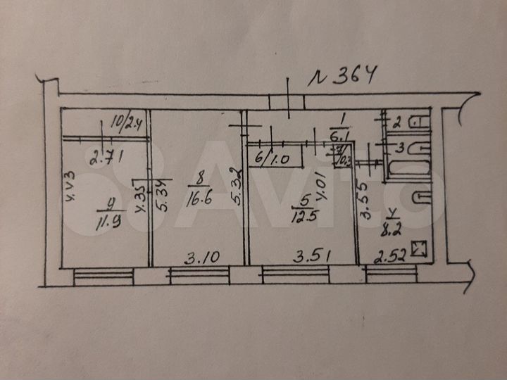 3-к. квартира, 62 м², 2/9 эт.