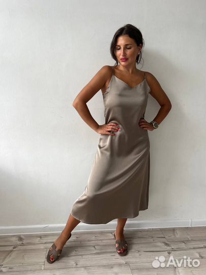 Платье Комбинация шёлк Миди 5 цветов 42-48