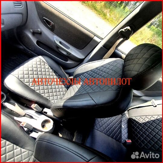 Чехлы Автопилот Hyundai Accent из экокожи чёрные