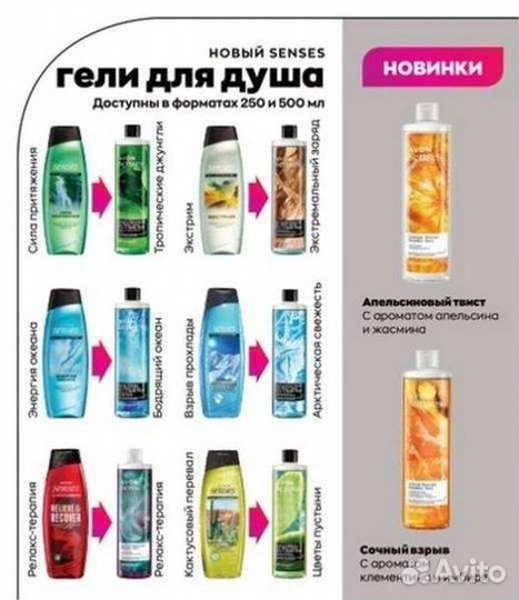 Гели для душа Эйвон