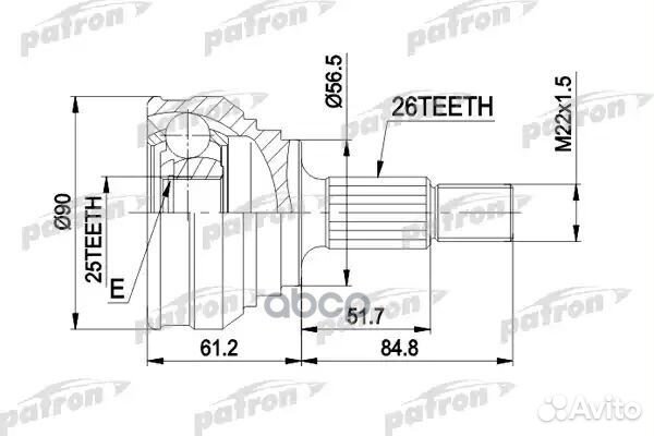 ШРУС наружн к-кт 26x56,5x25 audi: 100 74-12,87