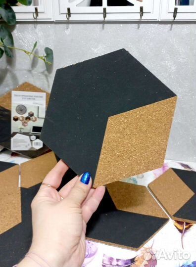 Набор пробковых панелей для заметок 6 шт самоклеющ