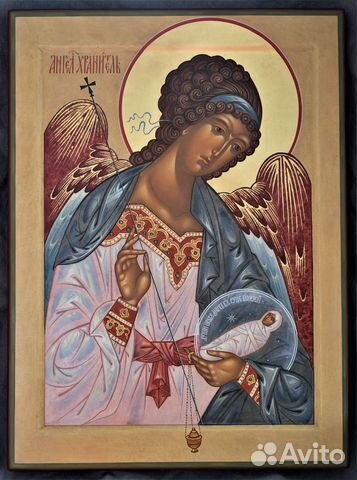 Рукописная икона «Ангел Хранитель»