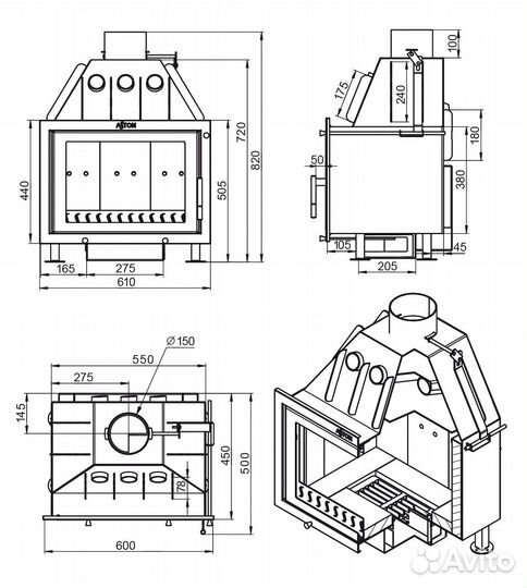 Каминная топка aston 600