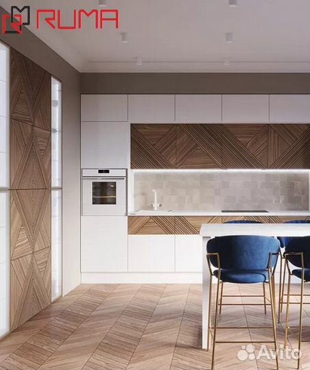 Кухня белая прямая с островком цена за всё