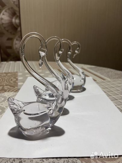 Хрустальные фигурки лебедь