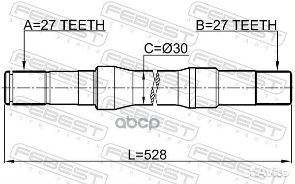 Вал полуоси правой с подшипником 27X527X27 Captiva