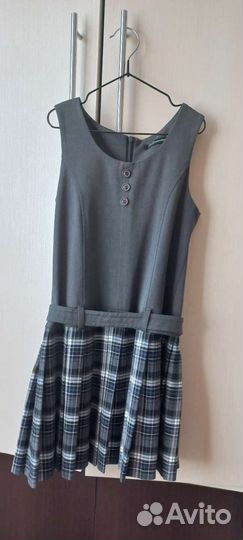 Школьный сарафан, серый, размер- 140-146