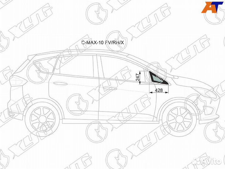 Стекло двери передней правой (форточка) Ford C MAX