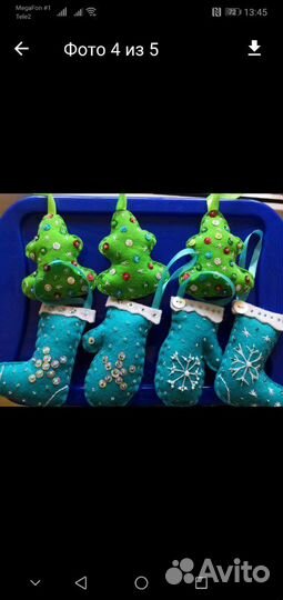 Новогодние игрушки из фетра на ёлку