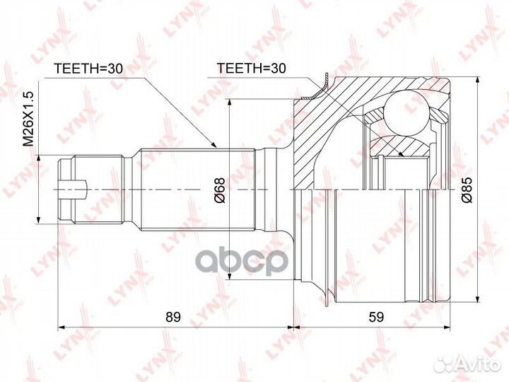 Шрус внешний перед прав/лев CO3877 lynxauto