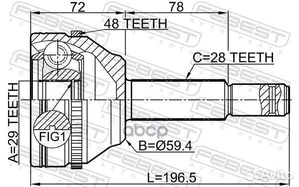 ШРУС внешний 29X59X28 ford transit TT9 2006-201