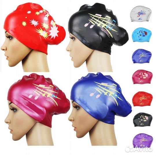 Шапочка для плавания силиконовая для длинных волос