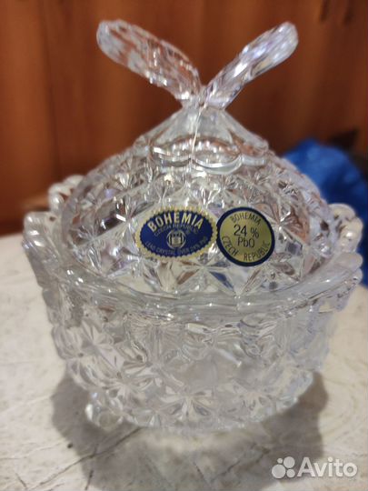 Вазочка с крышкой Богемия хрусталь