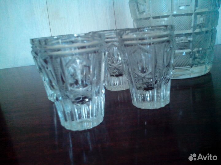 Хрустальный набор Графин с 6 или 12 стопками СССР