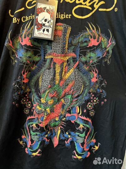 Ed Hardy.Black.новый эластичный лонгслив. XXL