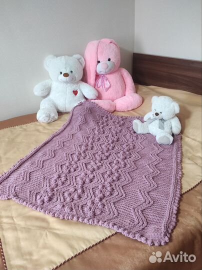 Плед детский вязаный новый