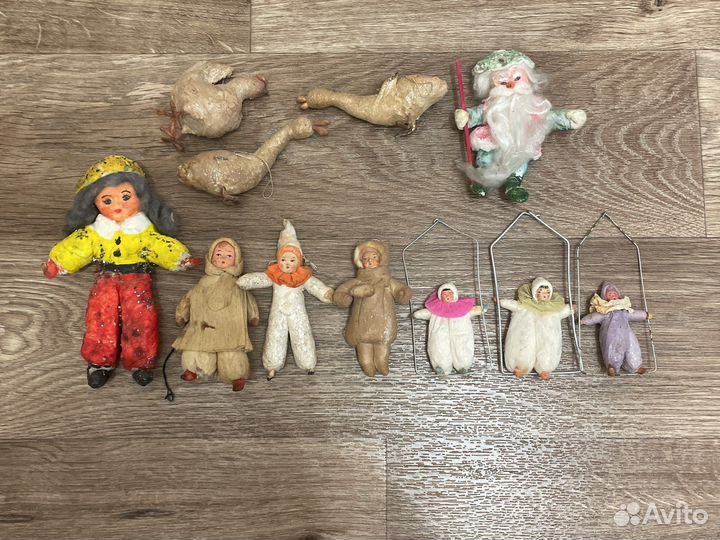 Старинные ватные елочные игрушки