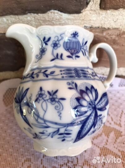 Луковый узор, синий лук чайный набор