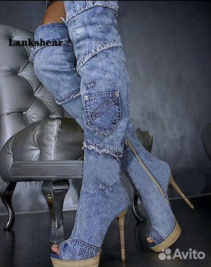 Джинсовые летние сапоги