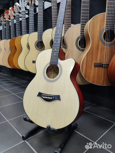 Акустическая гитара Натуральная 40’ Новая глянец