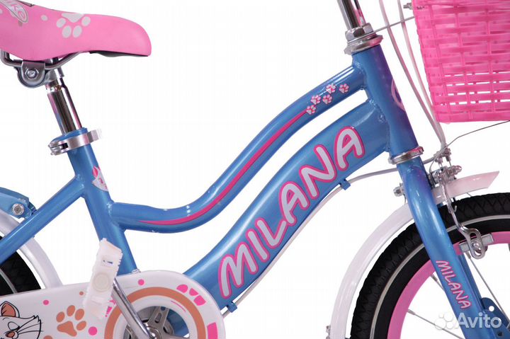 Велосипед для девочки Milana с доп.колесами