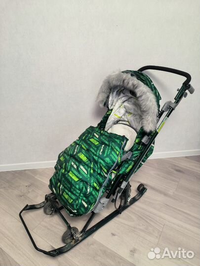 Детские санки коляска с колесами