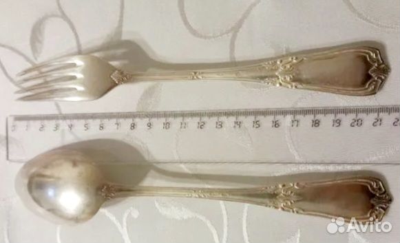 Серебряные столовые ложки, 875 и 84 (царская) проб