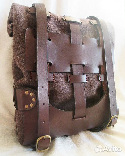 Рюкзак на заказ из кожи и войлока 23 х 40