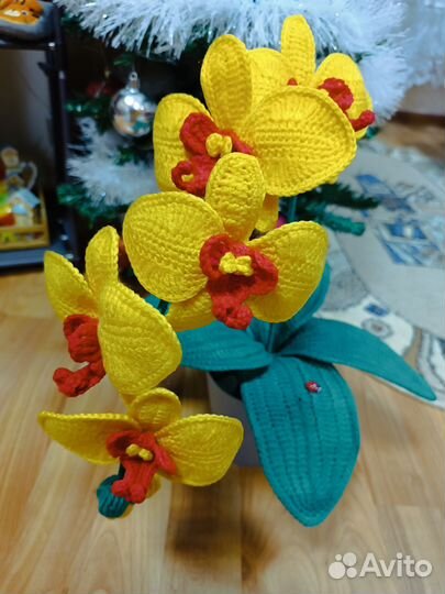 Вязаный Цветок Орхидея. Ручная работа