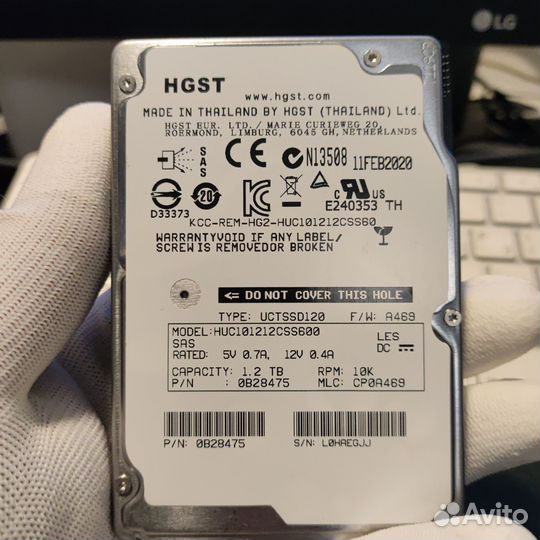 HDD SAS 2.5 10K6G hgst 1.2tb новый Dell