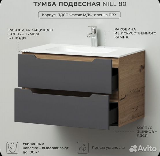 Навесная тумбочка с раковиной