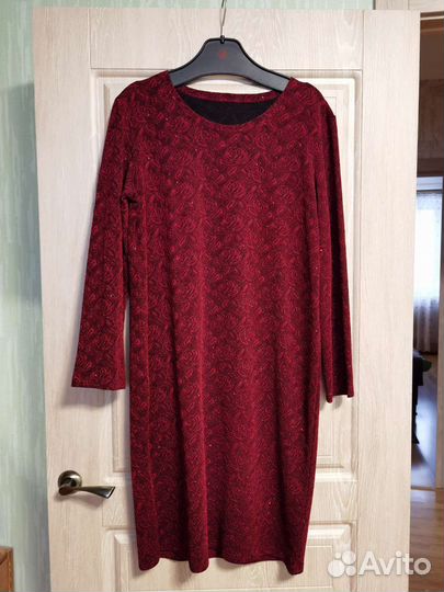 Платье бордовое блестящее 54 размер