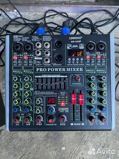 Трёх полосные Колонки 2х200 Вт, микшер, усилитель