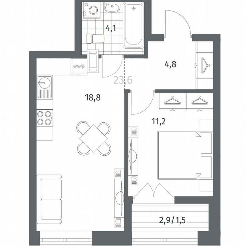 1-к. квартира, 40,5 м², 3/12 эт.