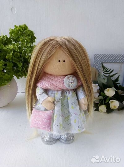 Кукла Тильда. Интерьерная кукла в розовом