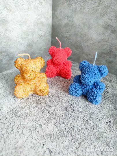 Свеча Мишка из роз