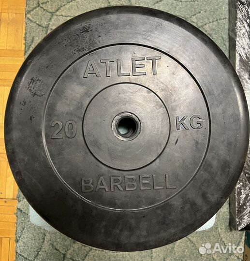 Диск обрезиненный atlet 20кг d-26мм