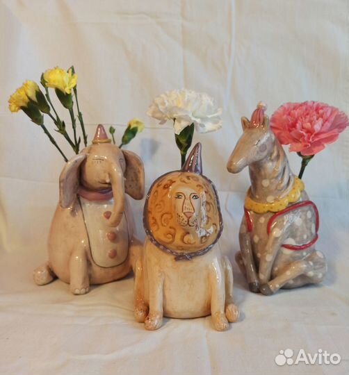 Ваза для цветов, статуэтка керамическая 