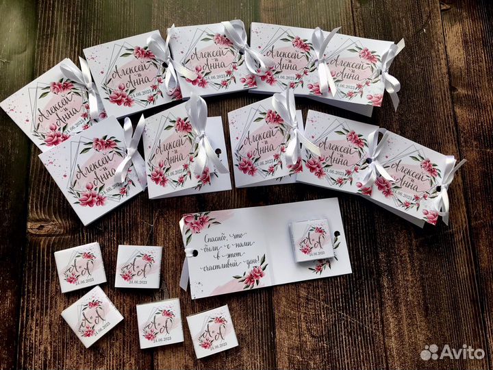 Открытка свадебная с шоколадом