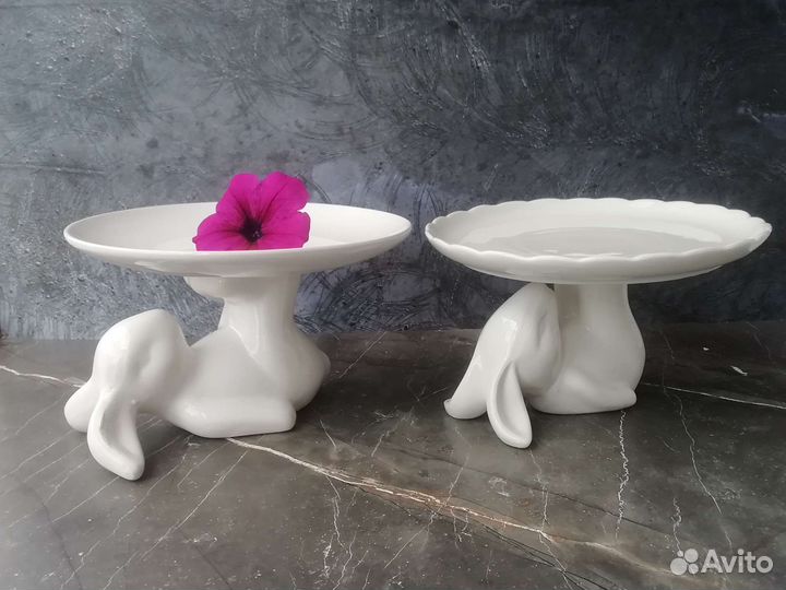 Тортовница с кроликом, конфетница, фруктовница