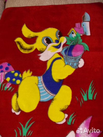 Красный детский тёплый плед размер 110x140 см