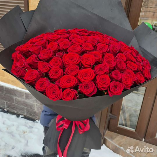 Букет гигант высокие розы 25 51 101 роза крупные