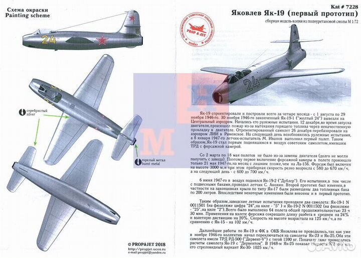 1/72. Яковлев Як-19. смольё 