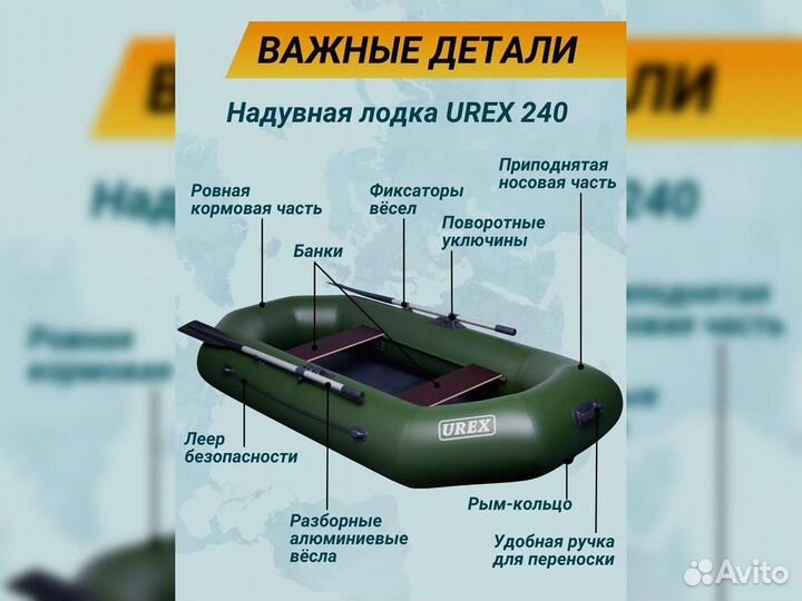 Лодка пвх надувная для рыбалки 240 см urex 240