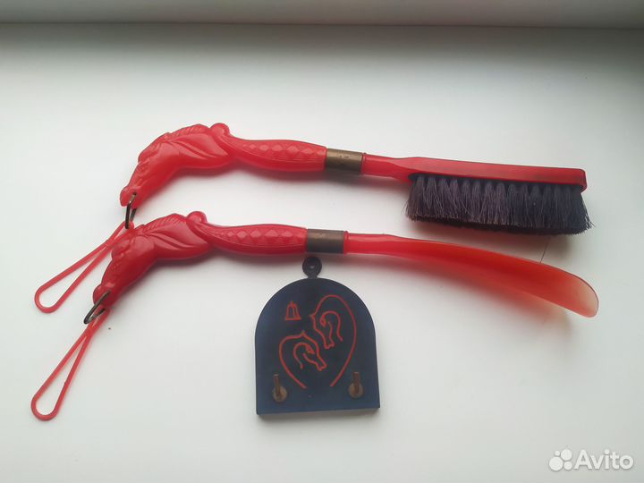 Набор щетка и ложка для обуви с конями СССР